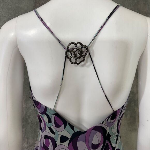 VTG. LAUNDRY Shelli Segal Fairy silk slip Dress Women's 6 purple artsy w pin - Picture 4 of 11